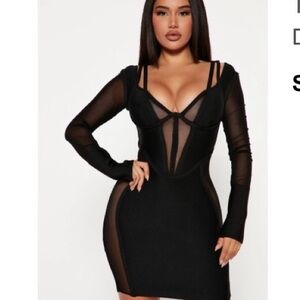 Fashion Nova Black Sheer Sleeve Mini Dress